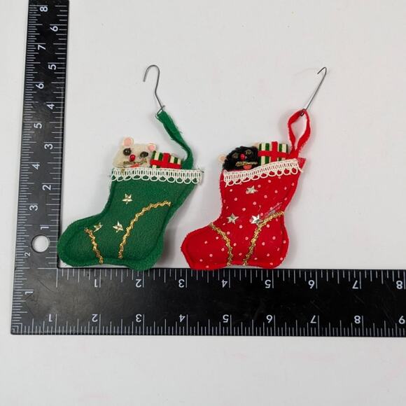 Vintage Felt Kitty Cat Christmas Tree Ornament SSCO Made in Japan Holiday Gift - Picture 8 of 8